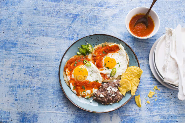 Huevos Rancheros Frühstücksgericht, Mexiko — Stockfoto