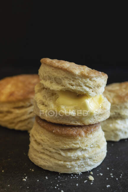 Southern biscuits with melting butter — Stock Photo