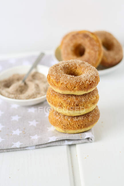 Donuts com açúcar de canela — Fotografia de Stock