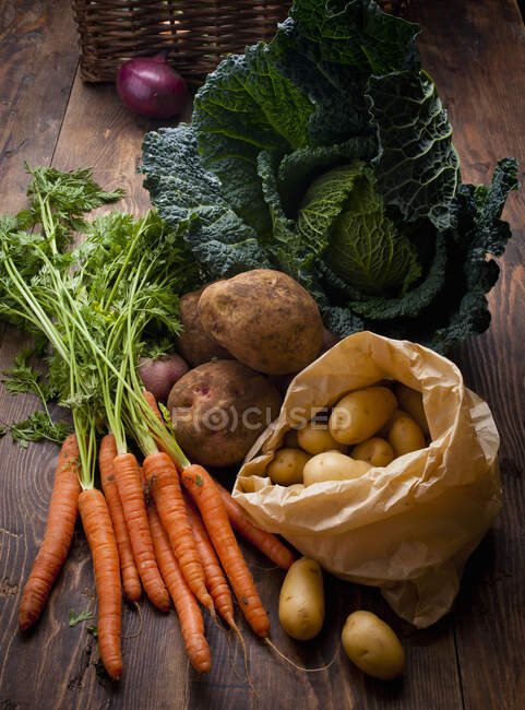 Seleção de vegetais vista close-up — Fotografia de Stock
