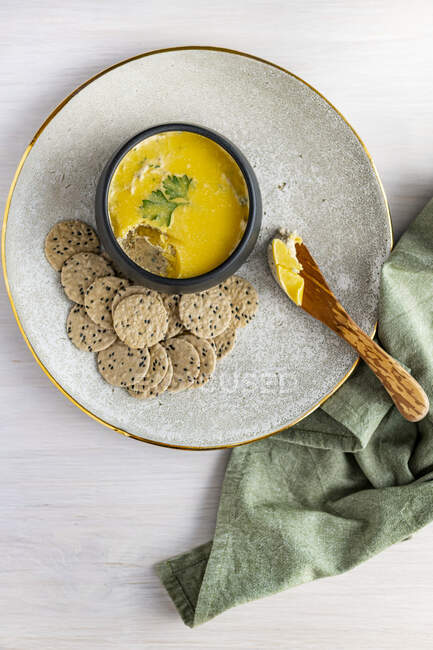 Macerel Pate with Gluten Free Crackers — стокове фото
