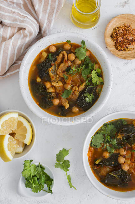 Kale and pancetta soup — Stock Photo
