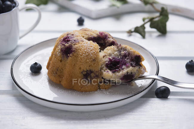 Vegan blueberry pies with spoon — Stock Photo