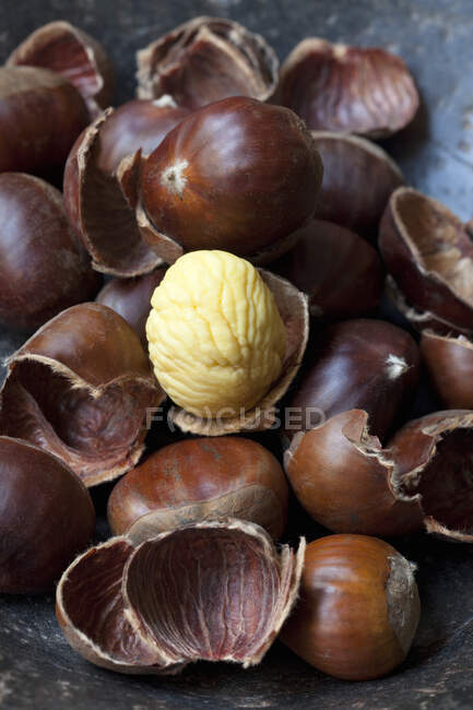 Roasted chestnuts, closeup shot — Stock Photo