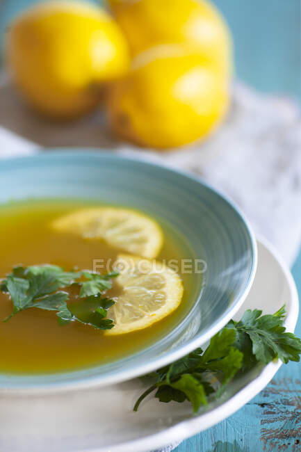 Broth with ginger and turmeric — Stock Photo