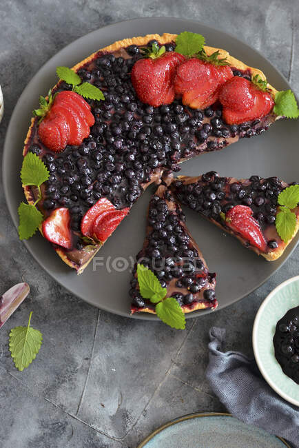 Blueberry tart, closeup shot — Stock Photo