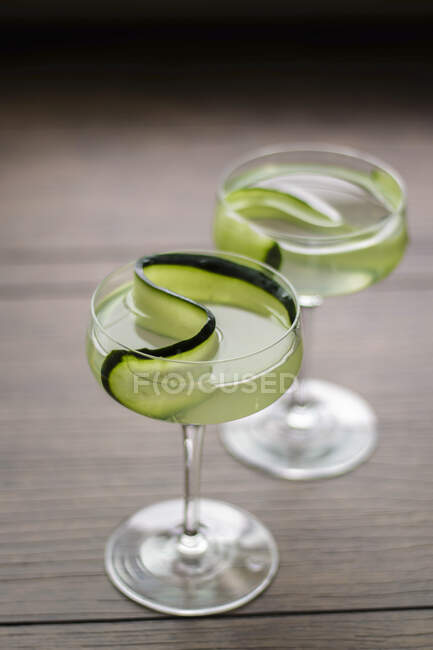 Cucumber Martini in the glasses — Stock Photo