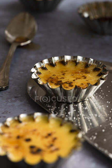 Creme brulee close-up view — Stock Photo
