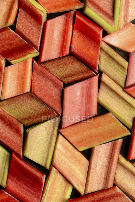 Pattern made from pieces of rhubarb — Stock Photo