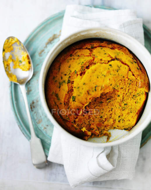 Carrot souffle with herbs — Stock Photo