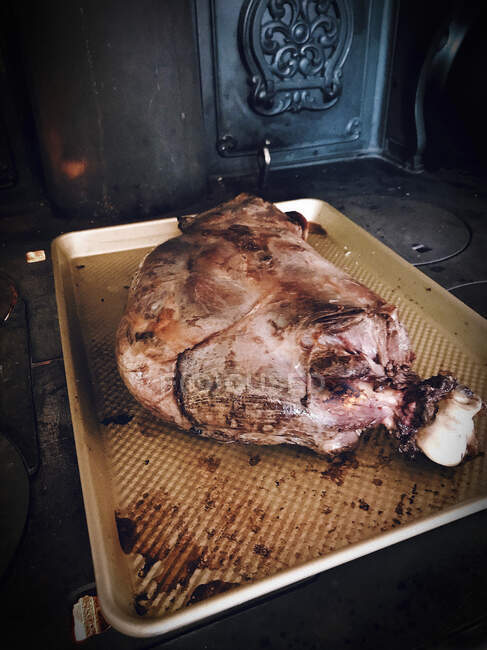 Close-up shot of delicious Roasted leg of venison — Stock Photo