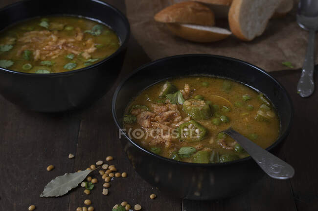 Суп из чечевицы, крупный план — стоковое фото
