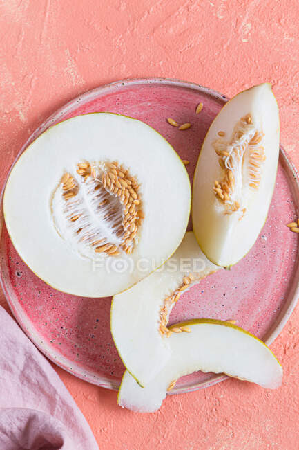 Primer plano de delicioso melón miel - foto de stock