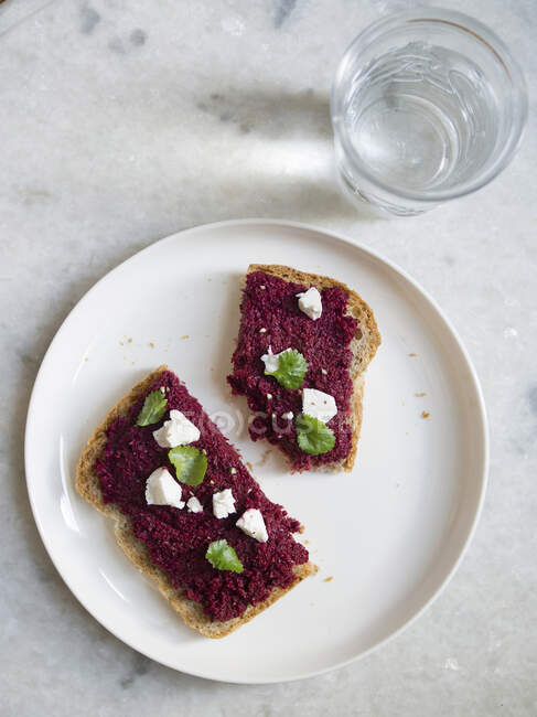 Beetroot Sandwich, top view — Stock Photo