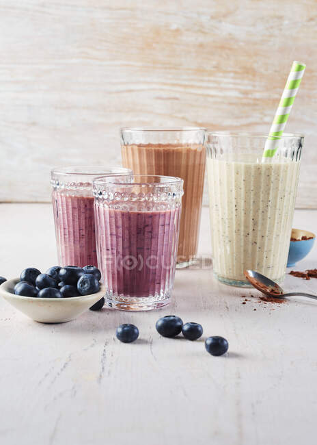 Berry smoothies with blueberries — Stock Photo
