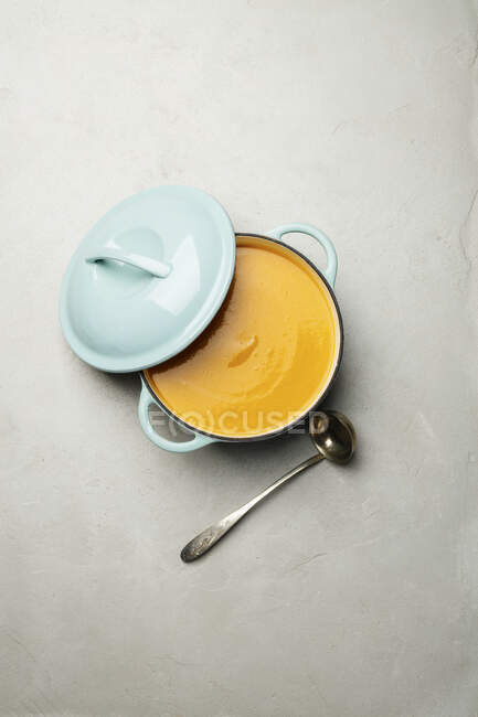 Zuppa di zucca fatta in casa, vista dall'alto — Foto stock
