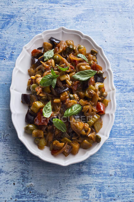 Caponata (aubergine dish, Sicily) — Stock Photo