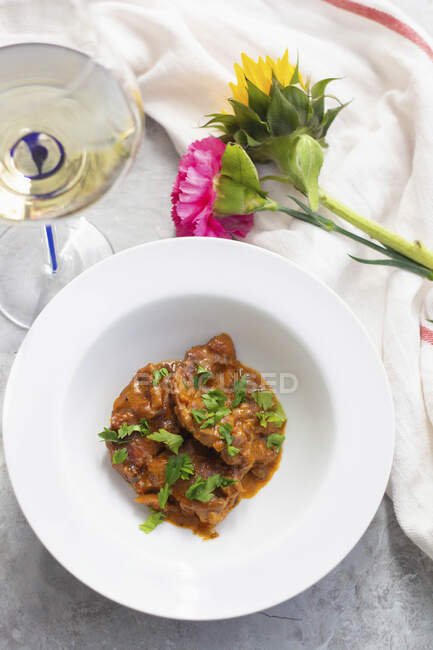 Poulet Au Vinaigre pollo in aceto, Francia — Foto stock
