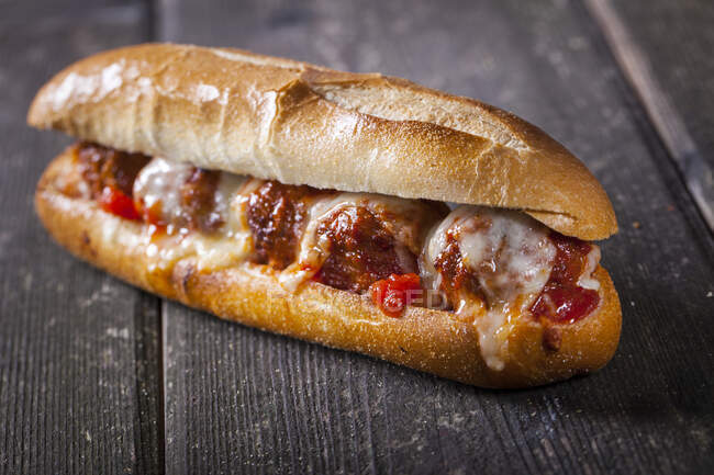 Meatball sandwich with cheese — Stock Photo