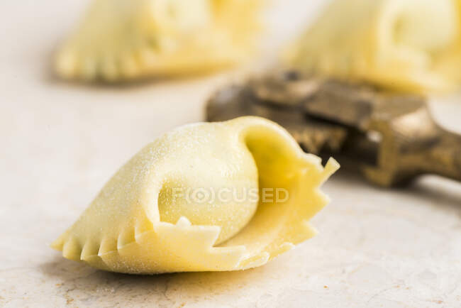 Close-up de delicioso ravioli não cozido — Fotografia de Stock