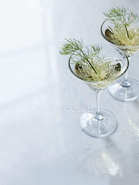 Fennel wine in stemmed glasses — Stock Photo