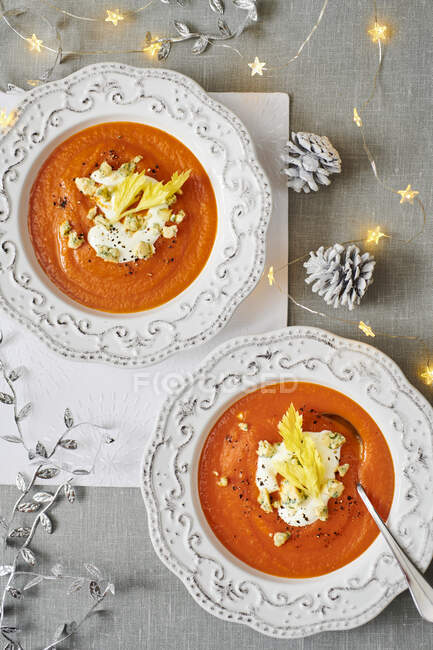 Tomato Celery and Stilton Soup — Stock Photo