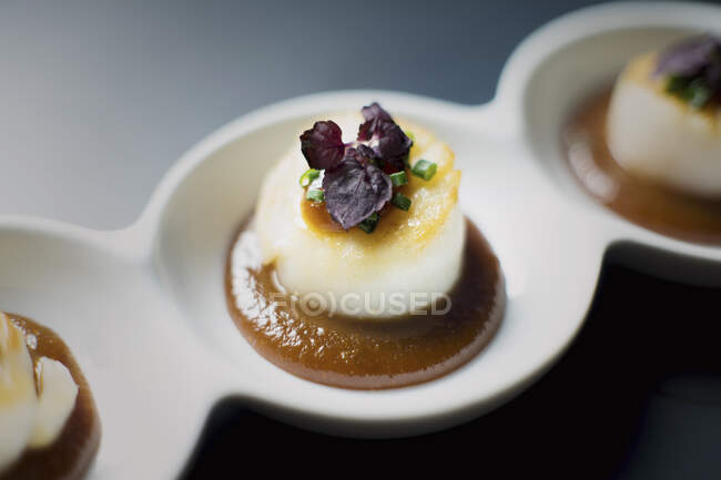 Grilled scallop with miso sauce — Stock Photo