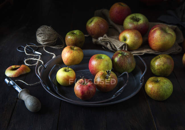 Herbstäpfel mit Apfelkern — Stockfoto