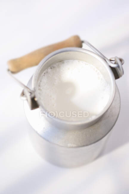 Latte fresco in una lattina — Foto stock