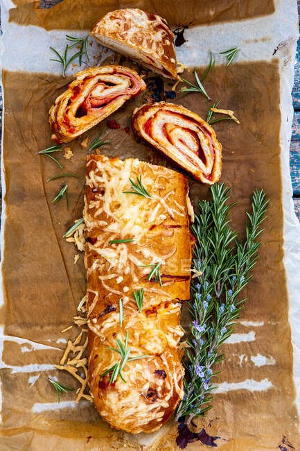 Pizza Stromboli with rosemary — Stock Photo