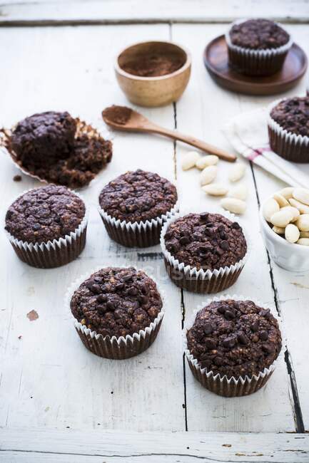 Chocolate and almond muffins (paleo) — Stock Photo