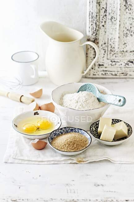 Various baking ingredients close-up view — Stock Photo