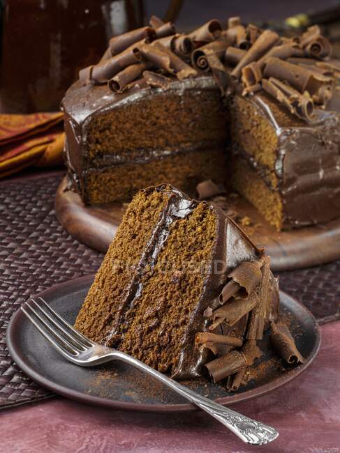 Sucanat fudge cake close-up view — Stock Photo