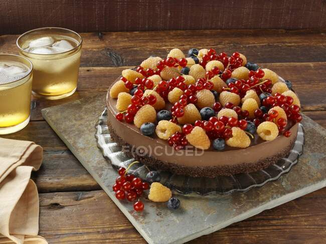 Chocolate cream couscous cake — Stock Photo