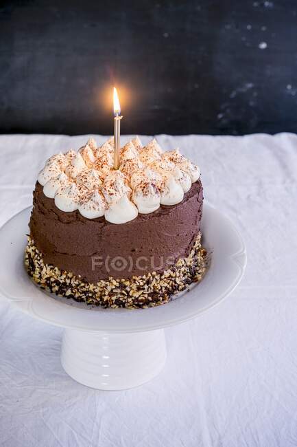 Chocolate Happy Birthday Cake — Stock Photo
