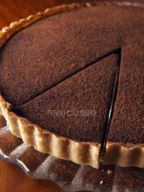 Close-up shot of delicious Chocolate tart — Stock Photo