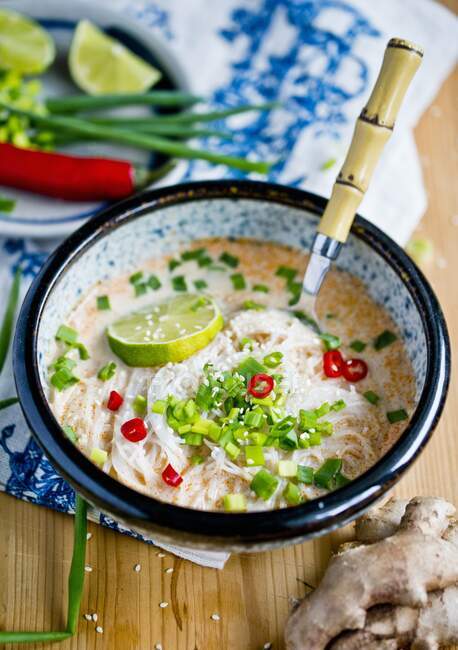 Coconut soup with glass noodles — Stock Photo