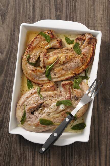 Breast of veal with sage — Stock Photo