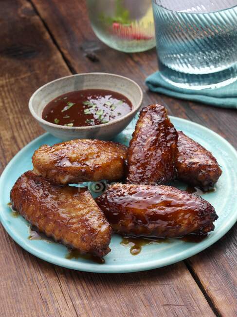 BBQ Chicken wings with BBQ sauce — Stock Photo