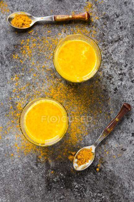 Golden milk with turmeric — Stock Photo
