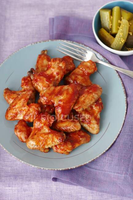 BBQ chicken wings close-up view — Stock Photo