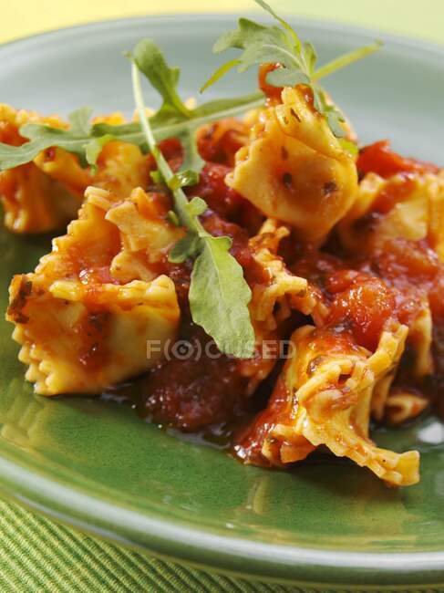 Fagottini with tomato sauce — Stock Photo
