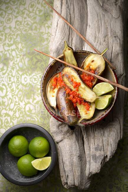 Balado Terong (Eggplants with Chilli Sauce, Indonesia) — стокове фото