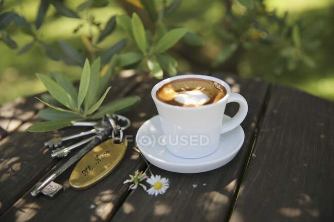 Coffee in the garden in Tuscany — Stock Photo