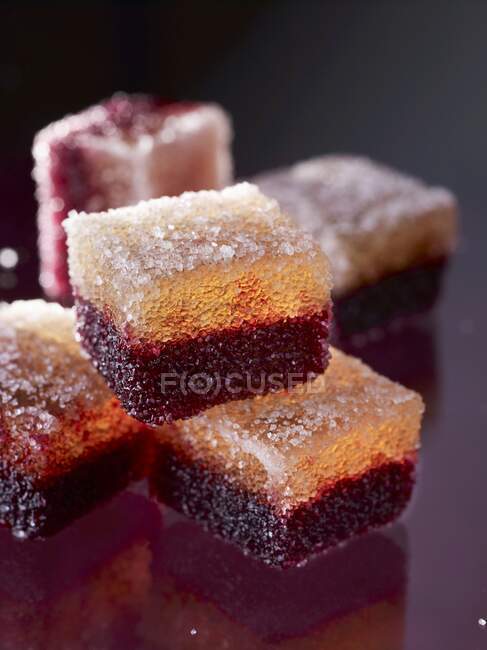 Several fruit jelly cubes (close-up) — Stock Photo