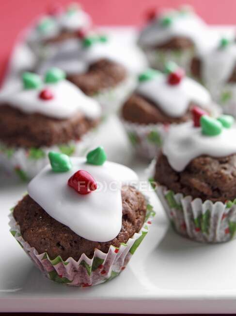 Christmas mini muffins close-up view — Stock Photo
