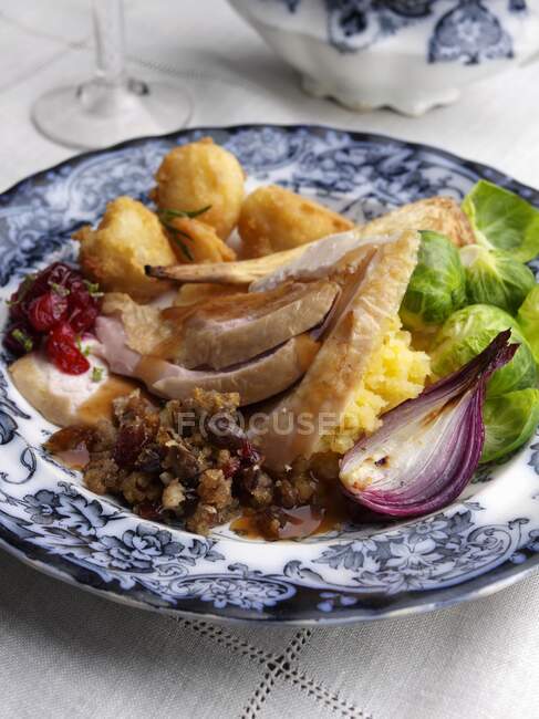 Roast turkey close-up view — Stock Photo