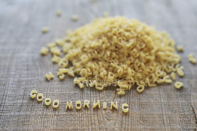 'Good morning' spelled out in pasta letters — Stock Photo