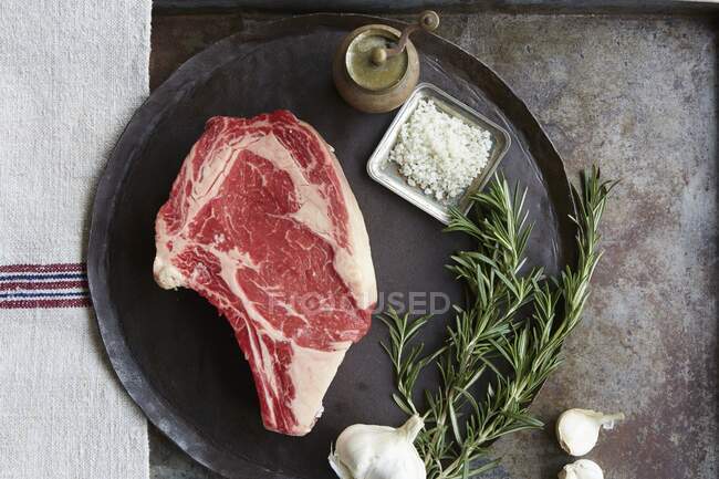 Raw Steak Being Prepared — Stock Photo