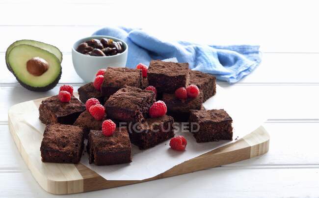 Avocado - date brownies close-up view — Stock Photo